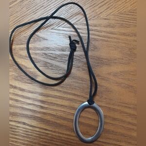Oval Metallic Black Nylon Rope Pendant Size: OS   Unknown